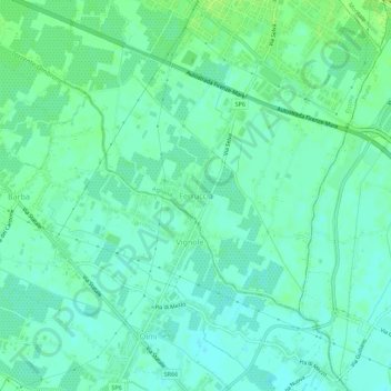 Mapa topográfico Ferruccia, altitude, relevo
