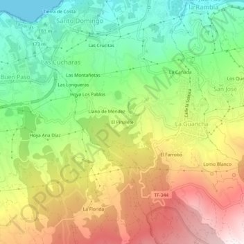 Mapa topográfico El Pinalete, altitude, relevo
