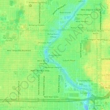 Mapa topográfico River Heights, altitude, relevo