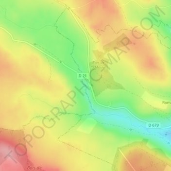 Mapa topográfico Cascade des Veyrines, altitude, relevo