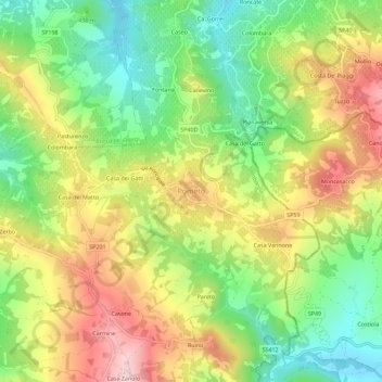 Mapa topográfico Pometo, altitude, relevo