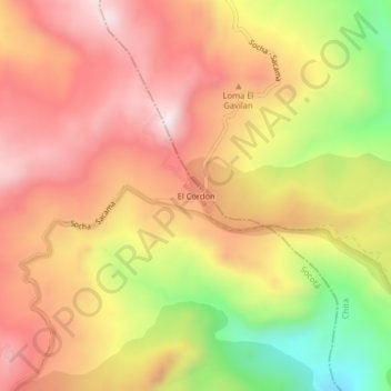 Mapa topográfico El Cordon, altitude, relevo