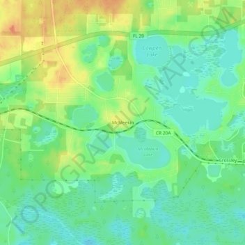 Mapa topográfico McMeekin, altitude, relevo