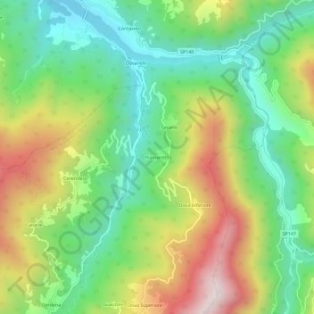 Mapa topográfico Piancereto, altitude, relevo