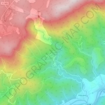 Mapa topográfico Langlade, altitude, relevo