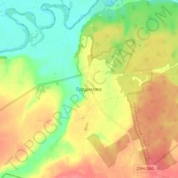 Mapa topográfico Гордиково, altitude, relevo