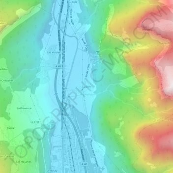 Mapa topográfico Luzier, altitude, relevo