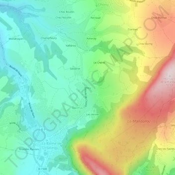Mapa topográfico Vincy, altitude, relevo