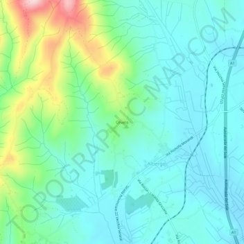 Mapa topográfico Oliveto, altitude, relevo