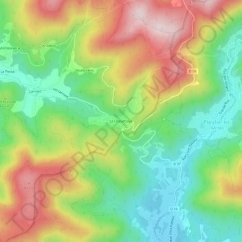 Mapa topográfico La Chevetraye, altitude, relevo