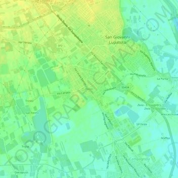 Mapa topográfico Pozzo, altitude, relevo