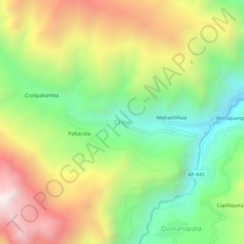 Mapa topográfico Chise, altitude, relevo