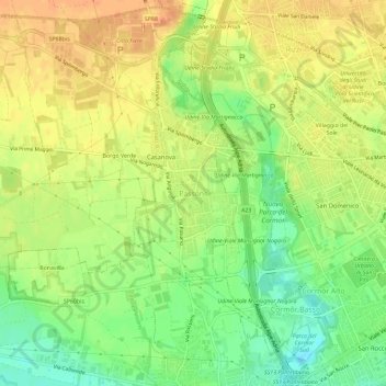 Mapa topográfico Passons, altitude, relevo
