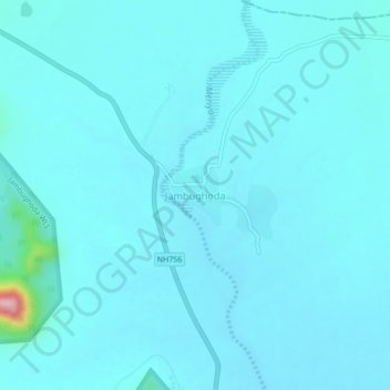 Mapa topográfico Jambughoda, altitude, relevo
