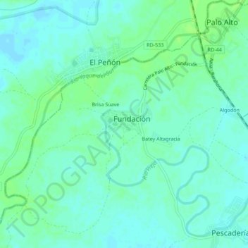 Mapa topográfico La Q, altitude, relevo