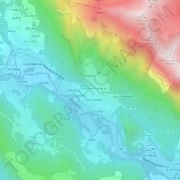 Mapa topográfico Déchamp, altitude, relevo