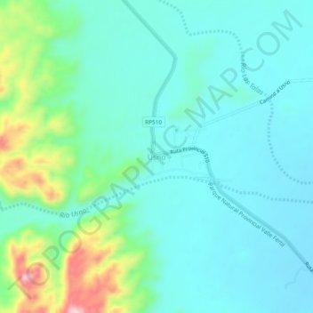 Mapa topográfico Usno, altitude, relevo