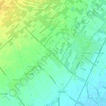Mapa topográfico Quistello, altitude, relevo