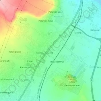 Mapa topográfico Lawangindah, altitude, relevo