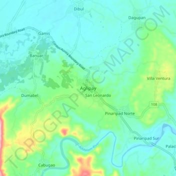 Mapa topográfico Aglipay, altitude, relevo
