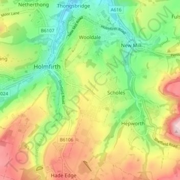 Mapa topográfico Larch House, altitude, relevo