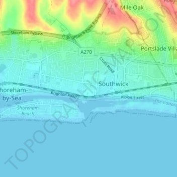 Mapa topográfico Kingston Buci, altitude, relevo