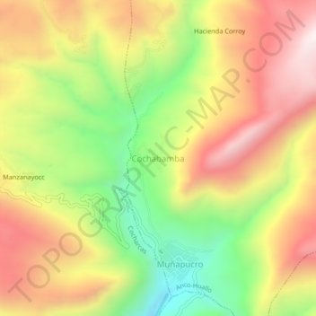 Mapa topográfico Cochabamba, altitude, relevo