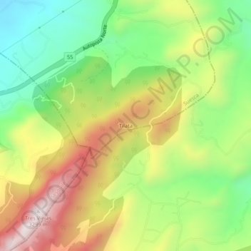 Mapa topográfico Tilata, altitude, relevo