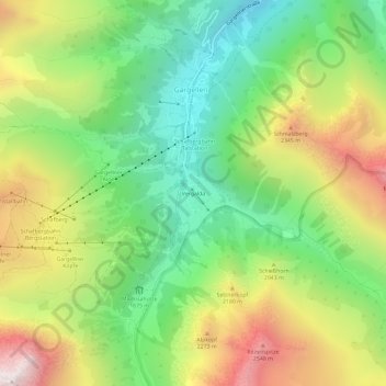 Mapa topográfico Vergalda, altitude, relevo