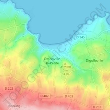 Mapa topográfico Hameau Mesnil, altitude, relevo