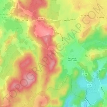 Mapa topográfico Prétérit, altitude, relevo