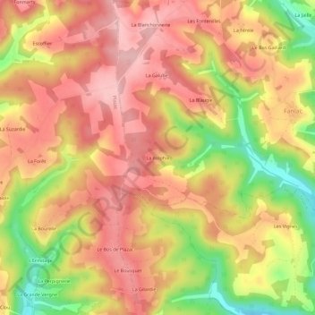Mapa topográfico La Rolphie, altitude, relevo