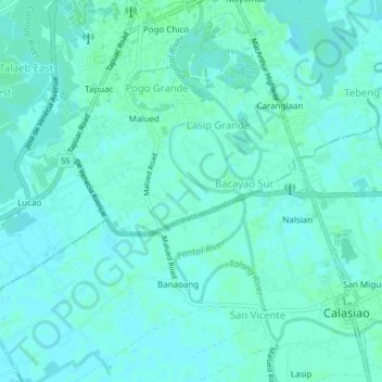 Mapa topográfico Lasip Chico, altitude, relevo