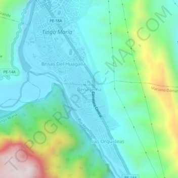 Mapa topográfico Bena Jema, altitude, relevo