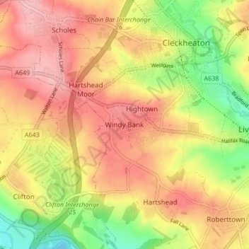 Mapa topográfico Windy Bank, altitude, relevo