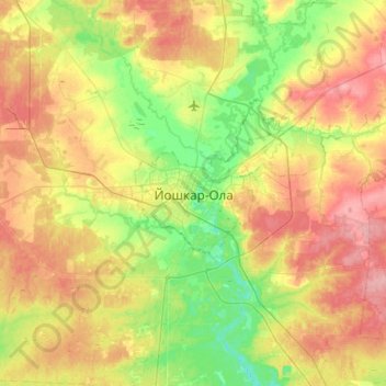 Mapa topográfico Yoshkar-Ola, altitude, relevo