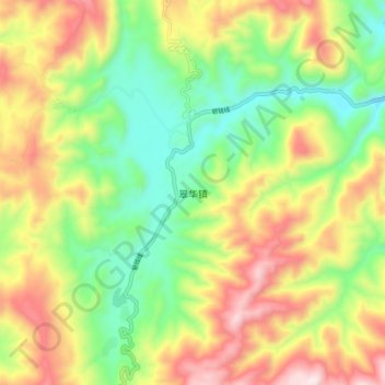 Mapa topográfico 翠华镇, altitude, relevo