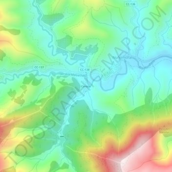 Mapa topográfico Cerezal, altitude, relevo