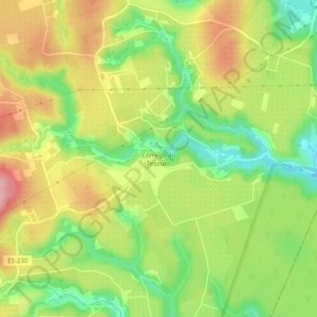 Mapa topográfico Córrego do Tesouro, altitude, relevo