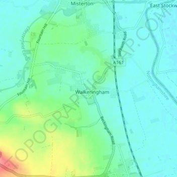 Mapa topográfico Walkeringham, altitude, relevo
