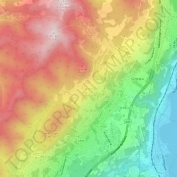 Mapa topográfico Fosseno, altitude, relevo