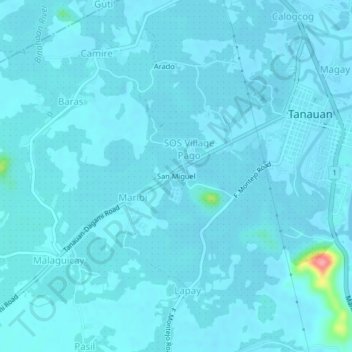 Mapa topográfico San Miguel, altitude, relevo