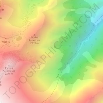 Mapa topográfico Sarrat de Réjau, altitude, relevo