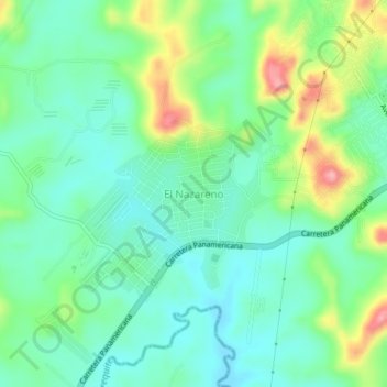 Mapa topográfico El Nazareno, altitude, relevo