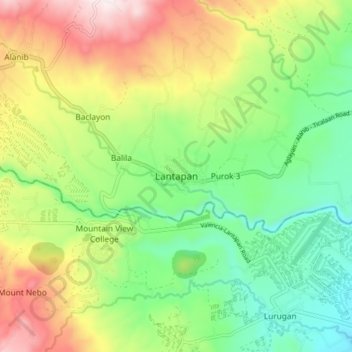 Mapa topográfico Lantapan, altitude, relevo