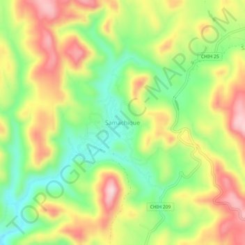 Mapa topográfico Samachique, altitude, relevo