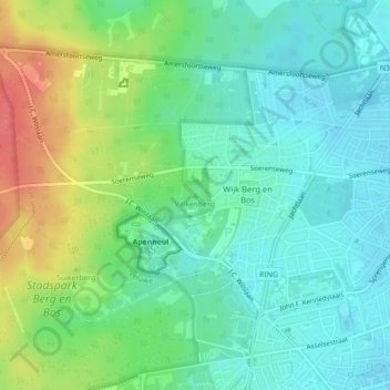 Mapa topográfico Valkenberg, altitude, relevo