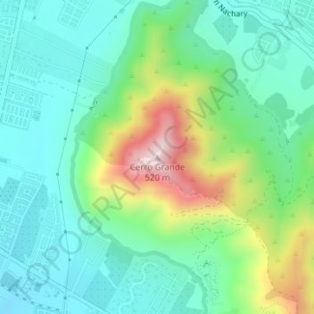 Mapa topográfico Cerro Grande, altitude, relevo