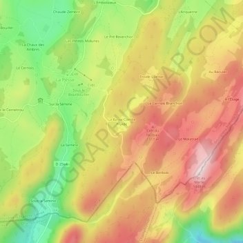 Mapa topográfico La Basse Combe Froide, altitude, relevo