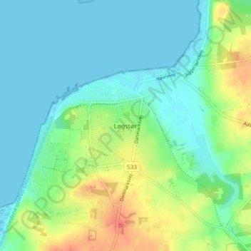 Mapa topográfico Løgstør, altitude, relevo